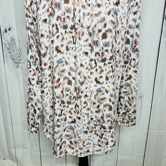 Bella Dahl Revolve Button Down Abstract Print Long Sleeve Shirt Hi-Low Sz L - Picture 9 of 9